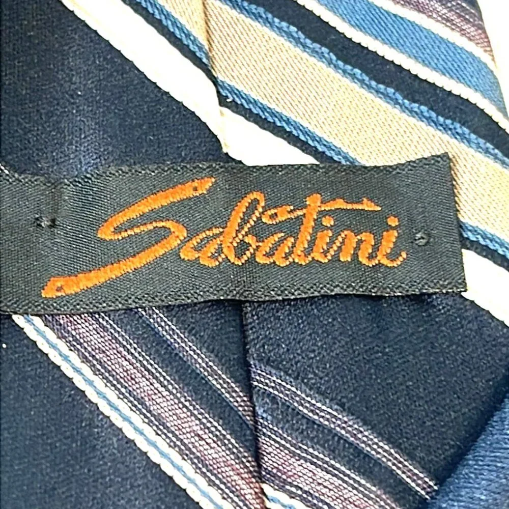 Vintage Sabatini Diagonal Striped Tie Letters JK‎ for 'Just Kidding